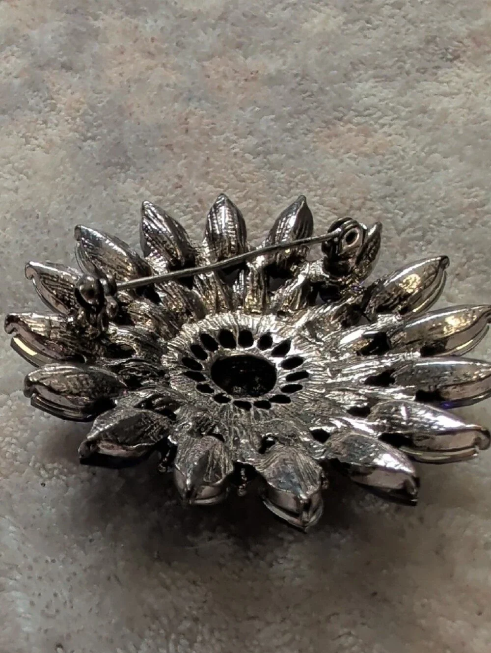 Vintage Purple Crystal Floral Brooch Pin - Premium Costume Jewelry 2